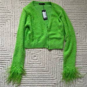 Faux Feather Cuff Cardigan - NastyGal